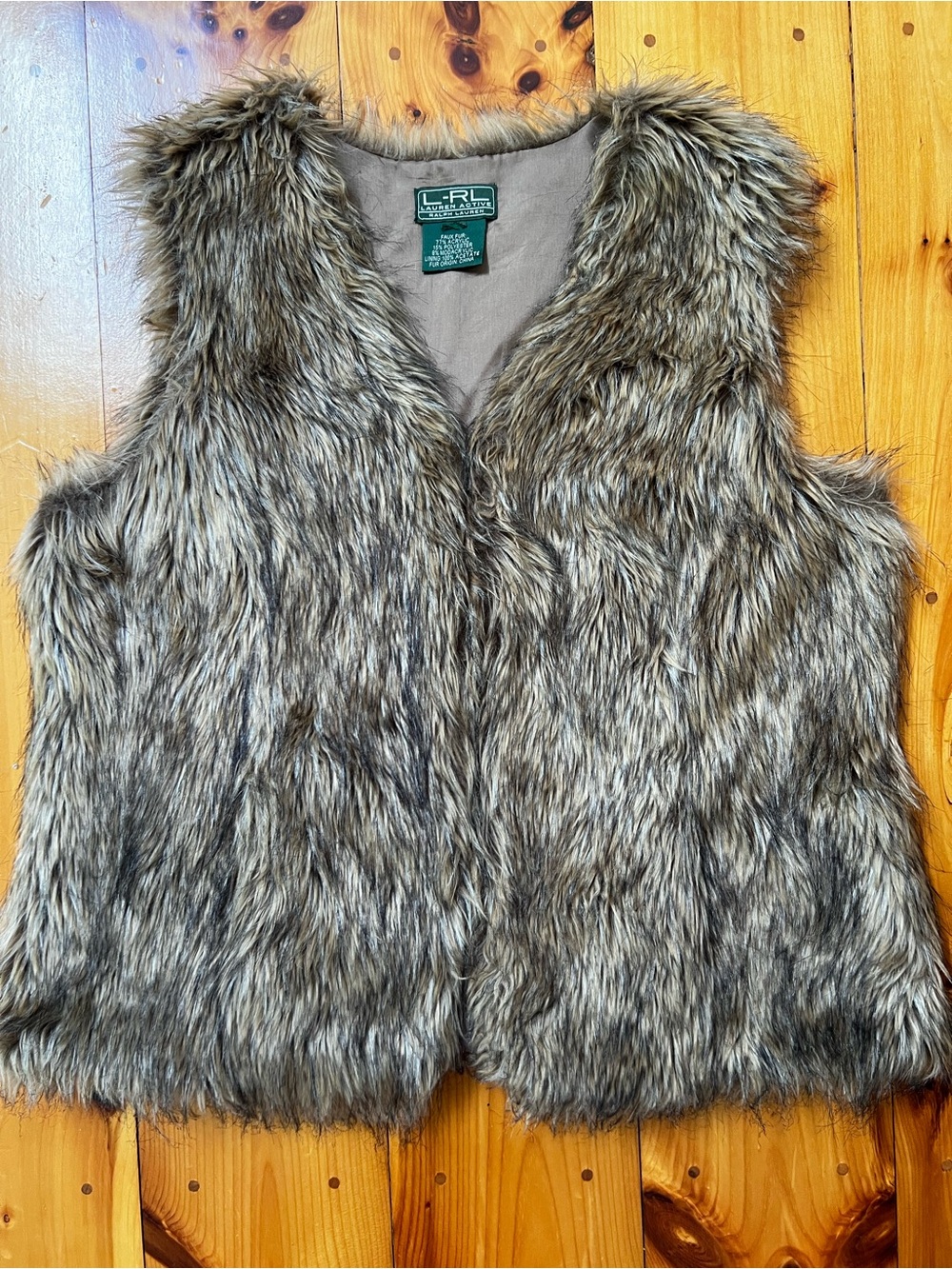 Ralph Lauren Women’s Faux Honey Brown Fur Vest. SZ L/XL